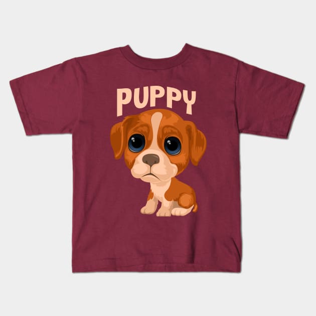 Puppy Cute Kids T-Shirt by Mako Design 